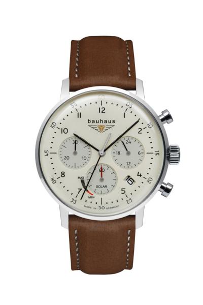 Bauhaus Herrenuhr Solar Chronograph mit Lederarmband